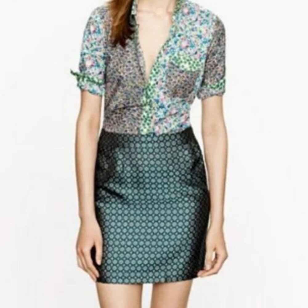 J. Crew Collection retro jade foulard silk mini skirt - Picture 4 of 16